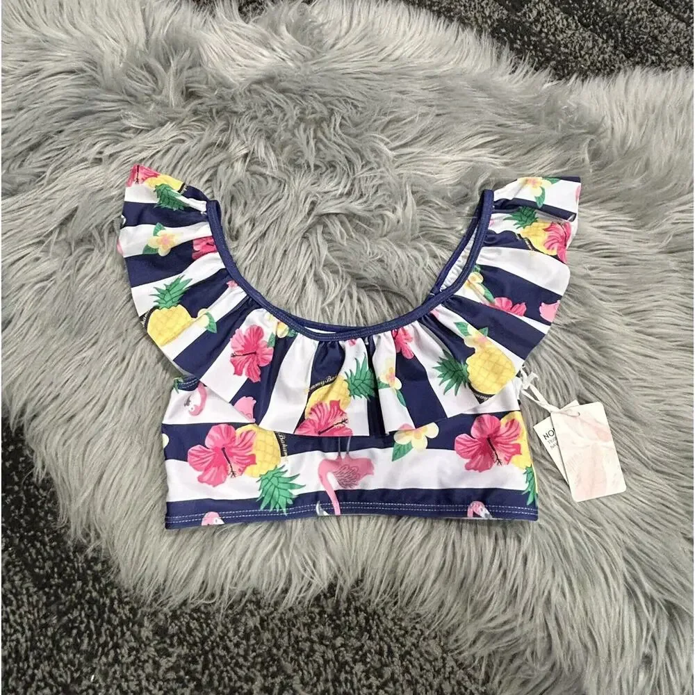 Tommy Bahama Girls‎ Swim Top Size 7/8 Tropical Hibiscus Floral & Pineapple